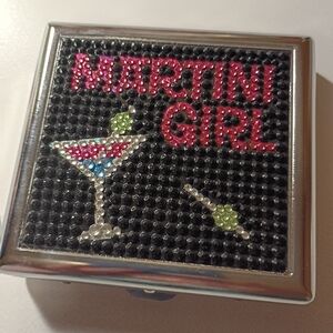 Martini Girl Black and Silver Compact Mirror